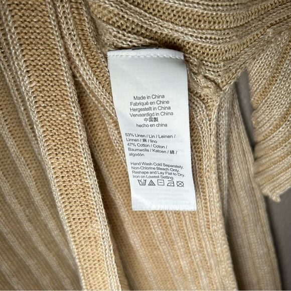 J. Crew neutral relaxed cotton linen blend collared sweater women’s size L XL - Picture 11 of 13